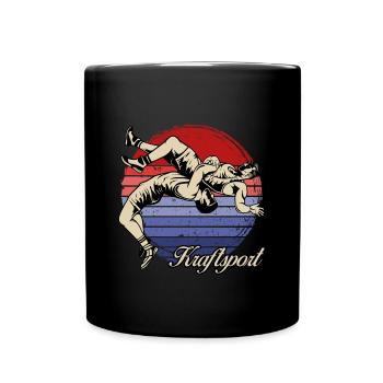 Retro Wrestling Wrestling Martial Arts Strength Sports - Full Colour Mug - black - Front