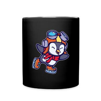 Kalt Cool Süß Vogel Pinguin Tier Eislaufen Eis - Tasse einfarbig - Schwarz - Vorne