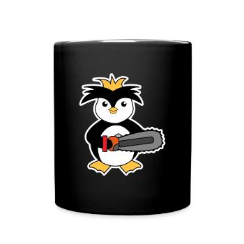 Meer Pinguin Vogel Tier Zoo Antarktis - Tasse einfarbig - Schwarz - Vorne