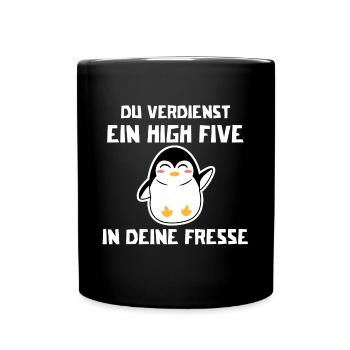 Vogel Pinguin Tier Humorvoll Statement - Tasse einfarbig - Schwarz - Vorne