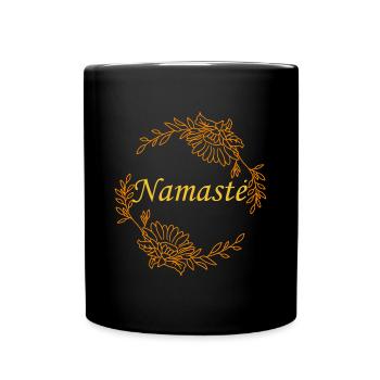 yoga namaste - Tasse einfarbig - Schwarz - Vorne