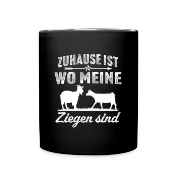 Zuhause ist wo meine ziegen sind - Tasse einfarbig - Schwarz - Vorne