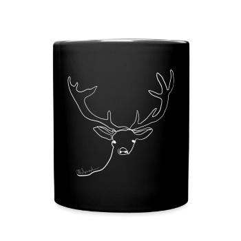cerf de noel minimaliste trait - Mug uni - noir - Devant