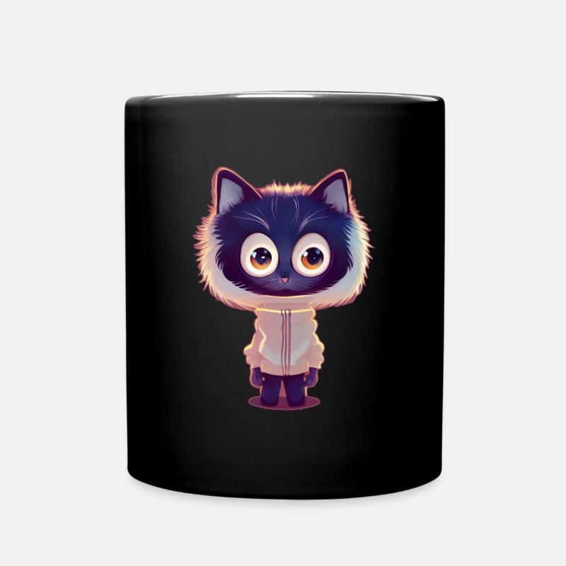 Fox cat with sweater - Full Colour Mug - black