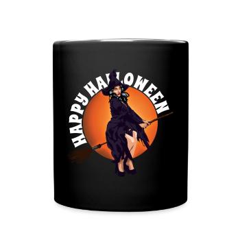 Joyeux Halloween Scary Lady Witchcraft Balai - Mug uni - noir - Devant