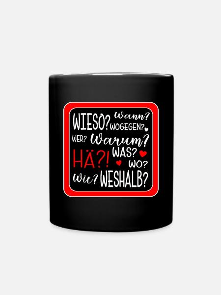 SCHULE - W-FRAGEN - DEUTSCHE GRAMMATIK - Tasse einfarbig - Schwarz