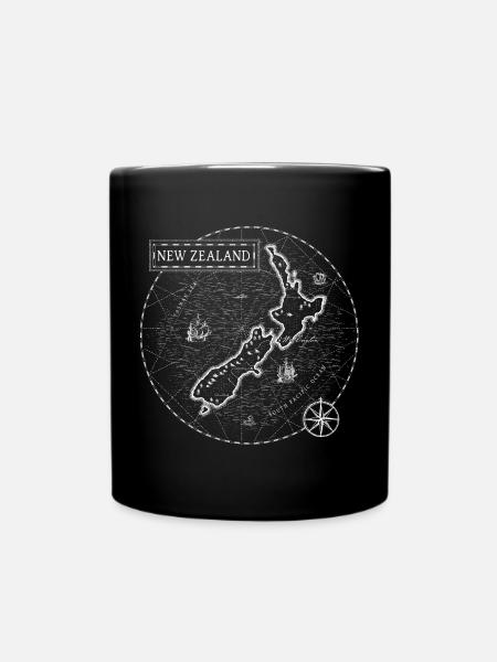 Vintage Landkarte Neuseeland - Tasse einfarbig - Schwarz