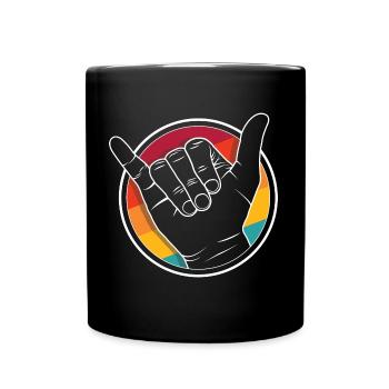 Hang ten / Vdub Gruß / Shaka-Welle - Luftgekühlt - Tasse einfarbig - Schwarz - Vorne