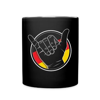 Hang ten / Vdub Gruß / Shaka-Welle - Deutschland - Tasse einfarbig - Schwarz - Vorne