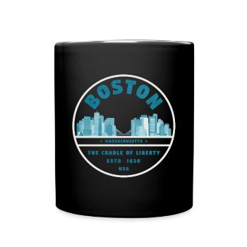 Boston Skyline Abzeichen Liberty - Tasse einfarbig - Schwarz - Vorne