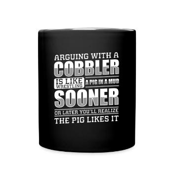 Schuhmacher Arbeit Stiefel Schusterin - Tasse einfarbig - Schwarz - Vorne