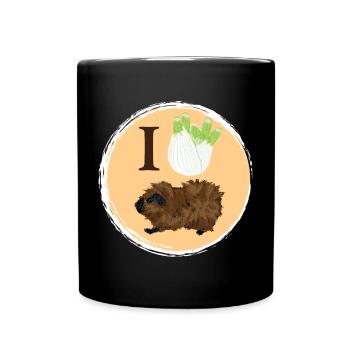 Design mit einem Rosetten-Meerschweinchen 4 - Tasse einfarbig - Schwarz - Vorne