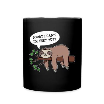 Dschungel Tier Faul Statement Faultier Schlafen - Tasse einfarbig - Schwarz - Vorne