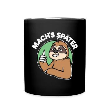 Faul Tier Säugetier Faultier Statement Urwald - Tasse einfarbig - Schwarz - Vorne