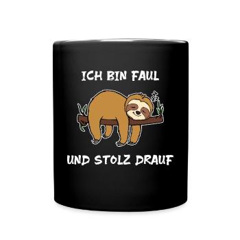 Faultier Faul Tier Urwald Statement Schlafen Zoo - Tasse einfarbig - Schwarz - Vorne