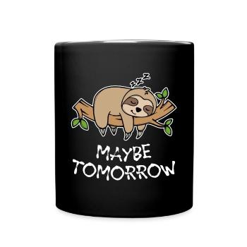 Sleeping Animal Lazy Sloth Late Riser Statement - Full Colour Mug - black - Front