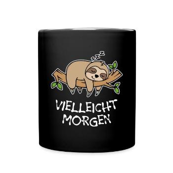 Urwald Tier Faul Schlafen Faultier Statement - Tasse einfarbig - Schwarz - Vorne