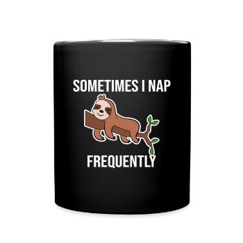 Humorous Statement Lazy Sloth Sleeping Animal - Full Colour Mug - black - Front