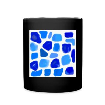 BlueWatercolor –Blue Sea - mosaic stones - Full Colour Mug - black - Front