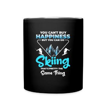 Skifahren Schnee Hobby - Tasse einfarbig - Schwarz - Vorne