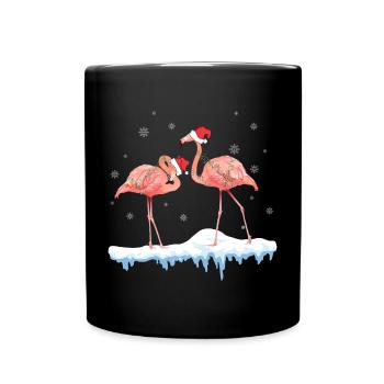 Christmas Flamingos - Full Colour Mug - black - Front