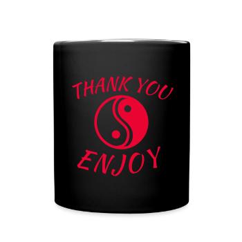 Thank you, Enjoy, Yin Yang China Symbole Fun - Tasse einfarbig - Schwarz - Vorne
