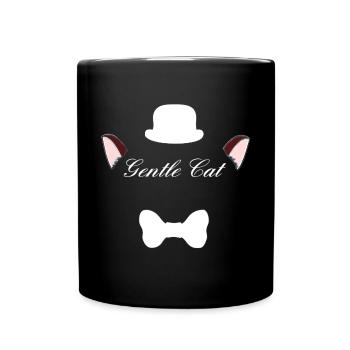 Gentle Cat, Ohren, lustige Tees - Tasse einfarbig - Schwarz - Vorne
