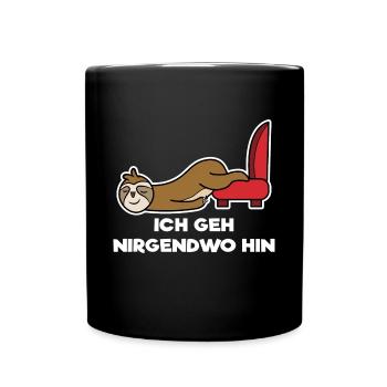 Tier Faul Statement Langschläfer Urwald Faultier - Tasse einfarbig - Schwarz - Vorne
