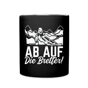 Skifahren Skipiste Ab auf die Bretter - Tasse einfarbig - Schwarz - Vorne