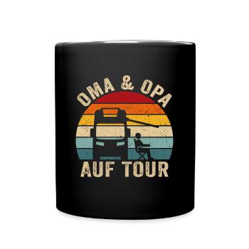 Oma opa auf tour wohnmobil retro camping wohnwagen - Tasse einfarbig - Schwarz - Vorne