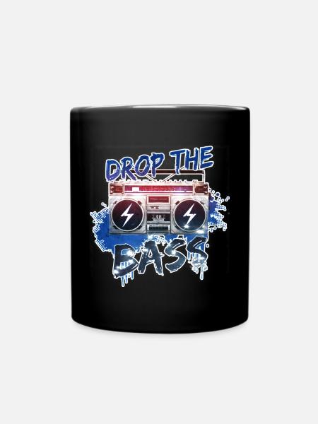 Drop the Bass - Musique rétro oldschool de style années 80 - Mug uni - noir