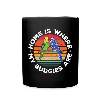 Budgerigar Parakeet Bird Pet Gift - Full Colour Mug - black - Front