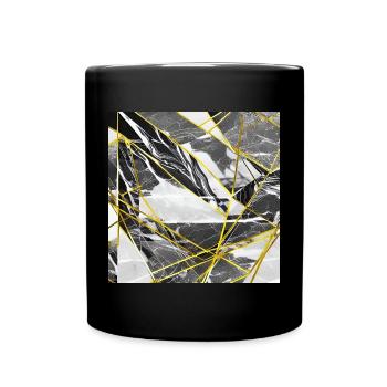 Marble Black Gold Geometric texture - Full Colour Mug - black - Front