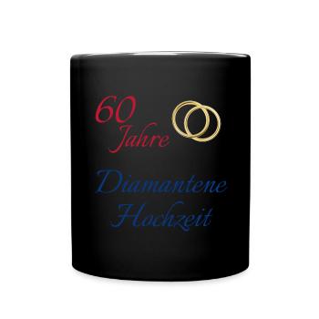 60 Jahre Diamantene Hochzeit Text rot blau gold - Tasse einfarbig - Schwarz - Vorne