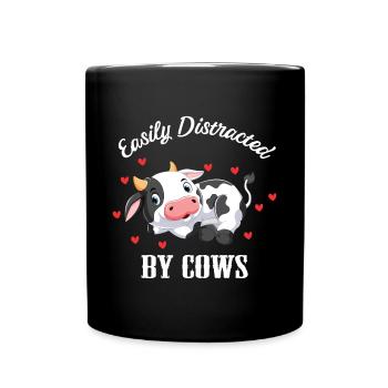 Easiliy Distracted by Cows Cow Farmer Farmer Cattle - Full Colour Mug - black - Front