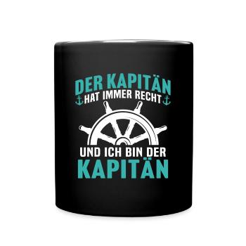 Kapitän boot t-shirt bootskapitän seemann geschenk - Tasse einfarbig - Schwarz - Vorne