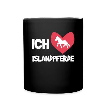 Herz Statement Pferdeliebe Ich Liebe Pferde - Tasse einfarbig - Schwarz - Vorne