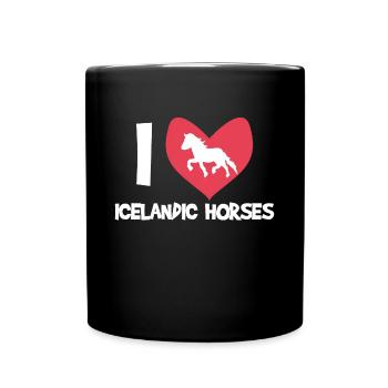 Ich Liebe Pferde Islandpferde Statement Herz - Tasse einfarbig - Schwarz - Vorne