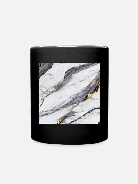 Marmor Weiß Gold Struktur - Tasse einfarbig - Schwarz