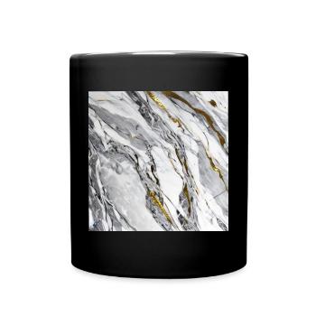 Marble Natural Stone White Gold Texture - Full Colour Mug - black - Front