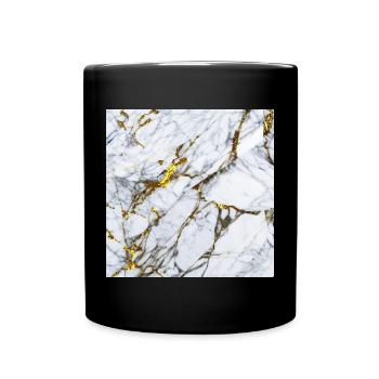 Marble White Gold Texture - Full Colour Mug - black - Front