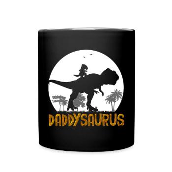 Daddysaurus und Sohn Der beste Dinosaurier-Papa gehört mir - Tasse einfarbig - Schwarz - Vorne