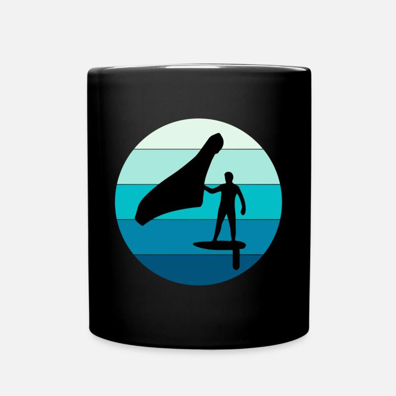 Wing Foiling Hydrofoil Surfing Surf Water Sport - Full Colour Mug - black