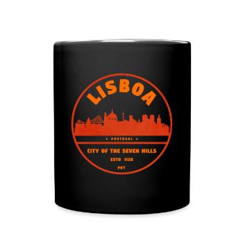 Lissabon Skyline Stempel - Tasse einfarbig - Schwarz - Vorne