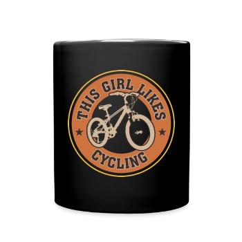 Mädchen mag Radfahren, Fahrrad, Sport, Mobilität - Tasse einfarbig - Schwarz - Vorne