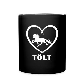 Islandpferde Spruch Herz Tölt Galopp Pferdeliebe - Tasse einfarbig - Schwarz - Vorne