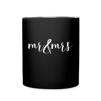 Mr and Mrs Wedding Design - Full Colour Mug - black - Front