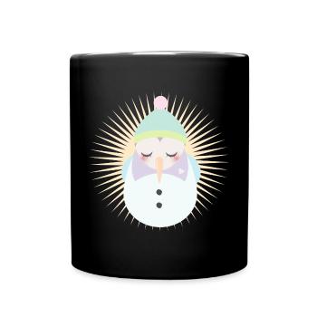 Bonhomme de neige radieux au pastel avec casquette - Mug uni - noir - Devant