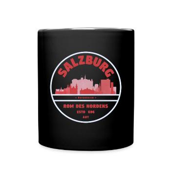 Salzburg Skyline Stamp Vintage - Full Colour Mug - black - Front