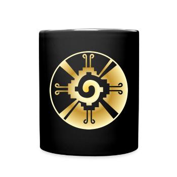 Galactic Butterfly Hunab Ku - aztec symbol - Full Colour Mug - black - Front